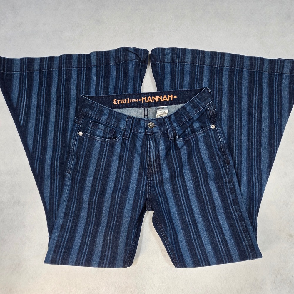 Cruel Denim‎ Hannah Bell bottom Jeans Blue Stripe Western Cowgirl Size 29/7R